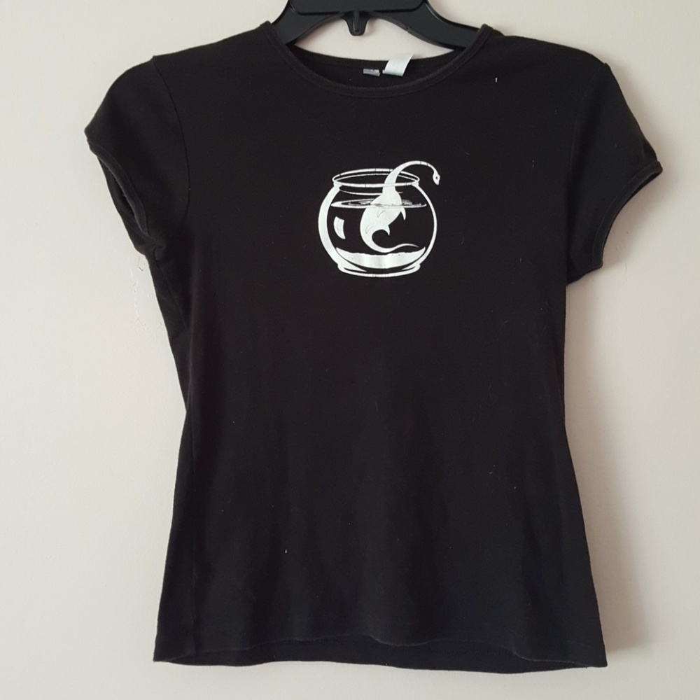 Funky dino in a fish bowl tee